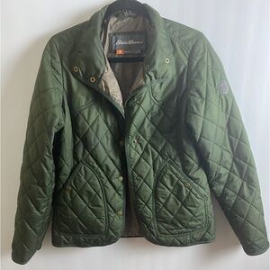 Eddie Bauer Sport Shop Women’s Quilted Jacket Snap Poly Lined Filled Green sz s